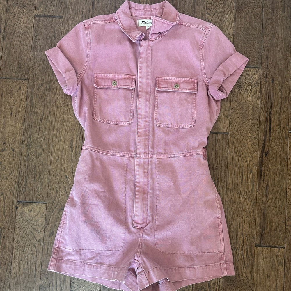 Madewell Pink Short-Sleeve Jumpsuit
